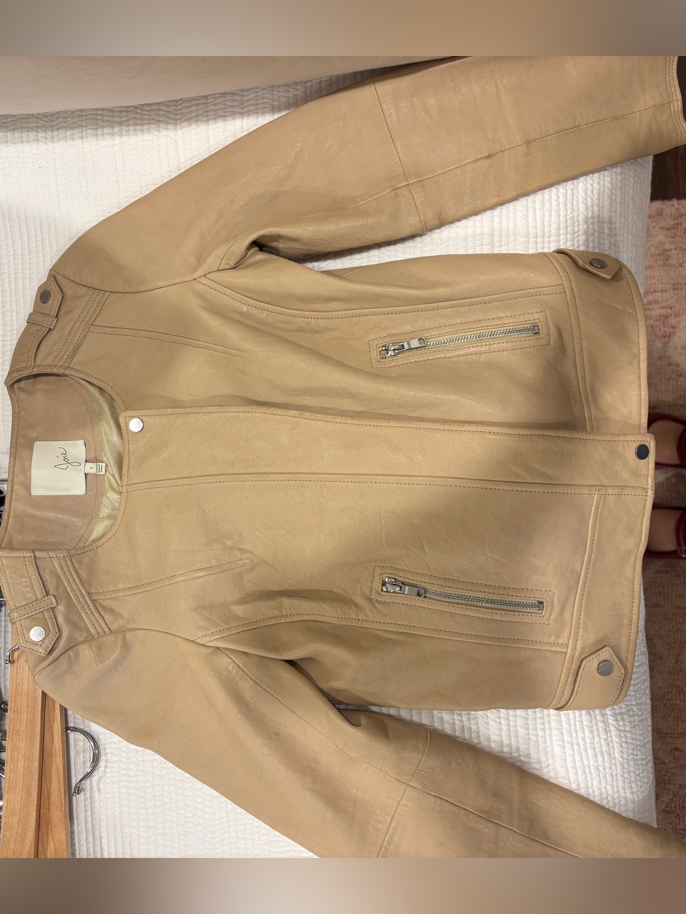Joie Light Brown Lamb Leather Biker Jacket